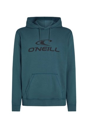Teal hoodie i bomull med en frontficka i form av en känguru, justerbar dragsko på huvan och en stor svart O'Neill-logotyp på bröstet.