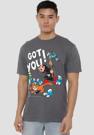 SMURFS GARGAMEL AND AZRAEL - Print T-shirt - anthracite