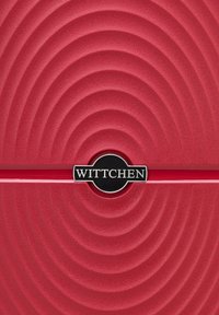 Superficie texturizada roja con patrones de ondas circulares. Presenta un elegante logo en negro y plata de "Wittchen" en el centro.