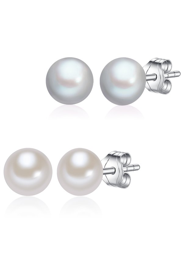 2ER SET OHRSTECKER STERLING SILBER SÜSSWASSER-ZUCHTPERLE WEISS SILBER LULU & JANE PERLENOHRSTECKER - Ohrringe - weiß