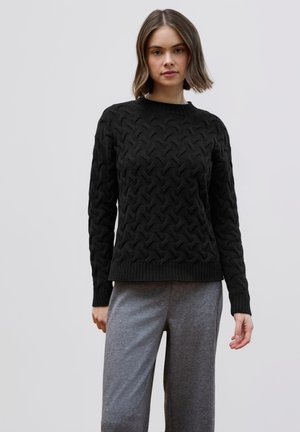 PULLOVER MIT MUSTER - Stickad tröja - schwarz