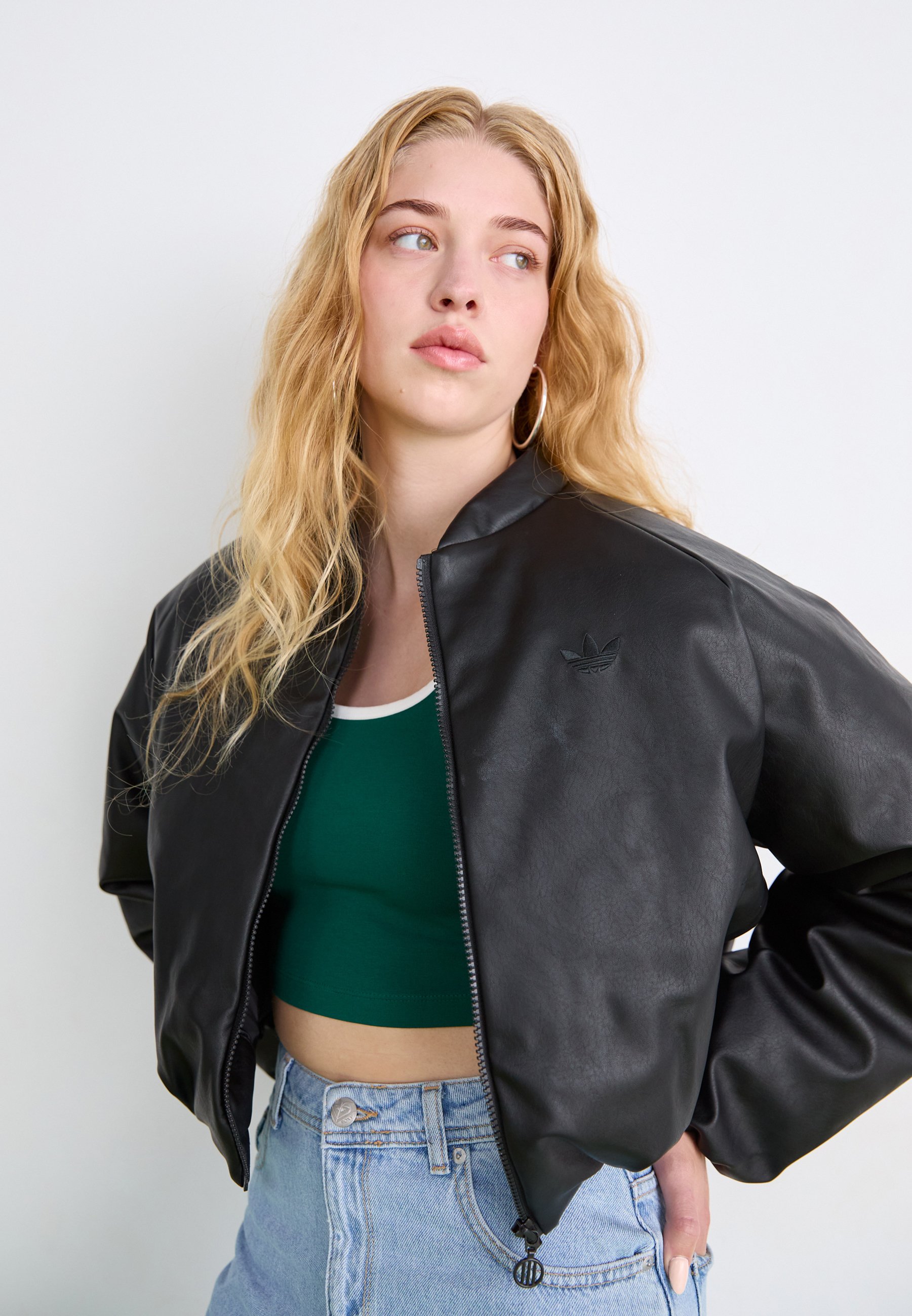 adidas Originals PLEATHER - Faux leather jacket - black - Zalando