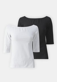 2 PACK - Long sleeved top - white/black