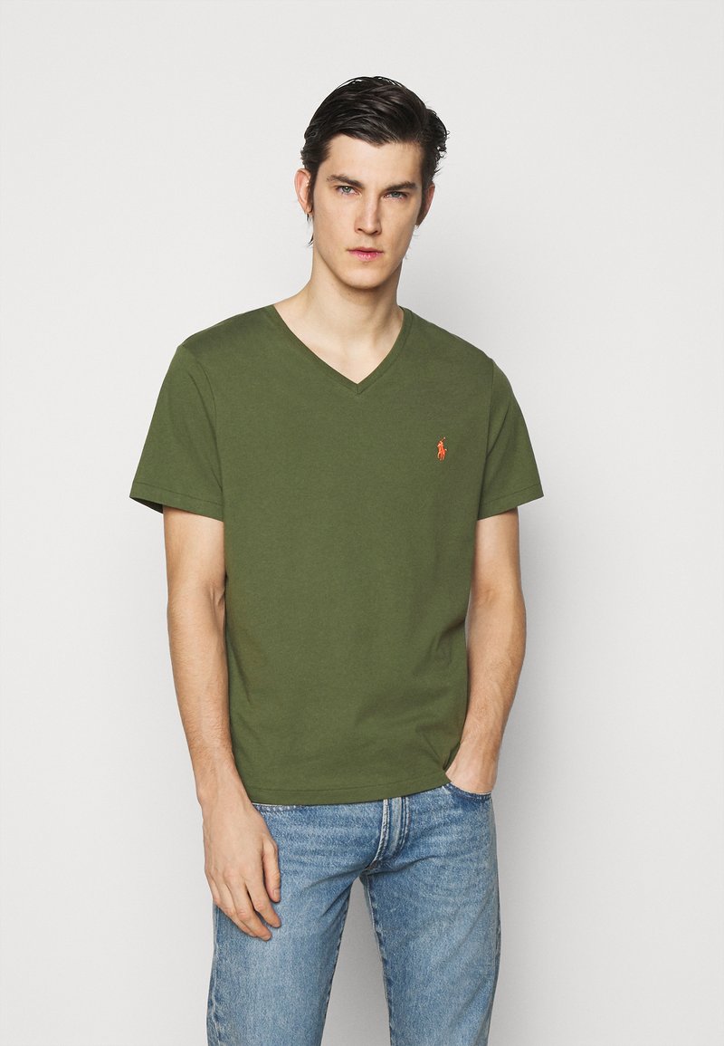 Polo Ralph Lauren CUSTOM SLIM FIT JERSEY V-NECK T-SHIRT - T-shirt básica - supply olive