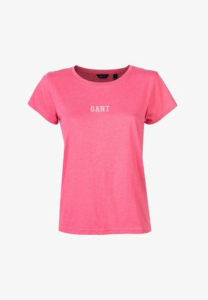 GANT LOGO RUNDHALS KURZA - Printtipaita - rosa