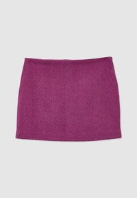 Gonna intrecciata viola con motivo a spina di pesce, dal taglio dritto e dalla texture morbida. Adatta per abbigliamento casual o formale.