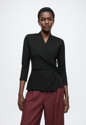 LONG SLEVES TOP WITH ASYMETICAL KNOT - Hosszú ujjú felső - black