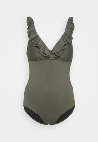Costume Intero Donna JETTE In Microfibra Rosso Con Scollo A V E Volant | Taglia 42 / 85B