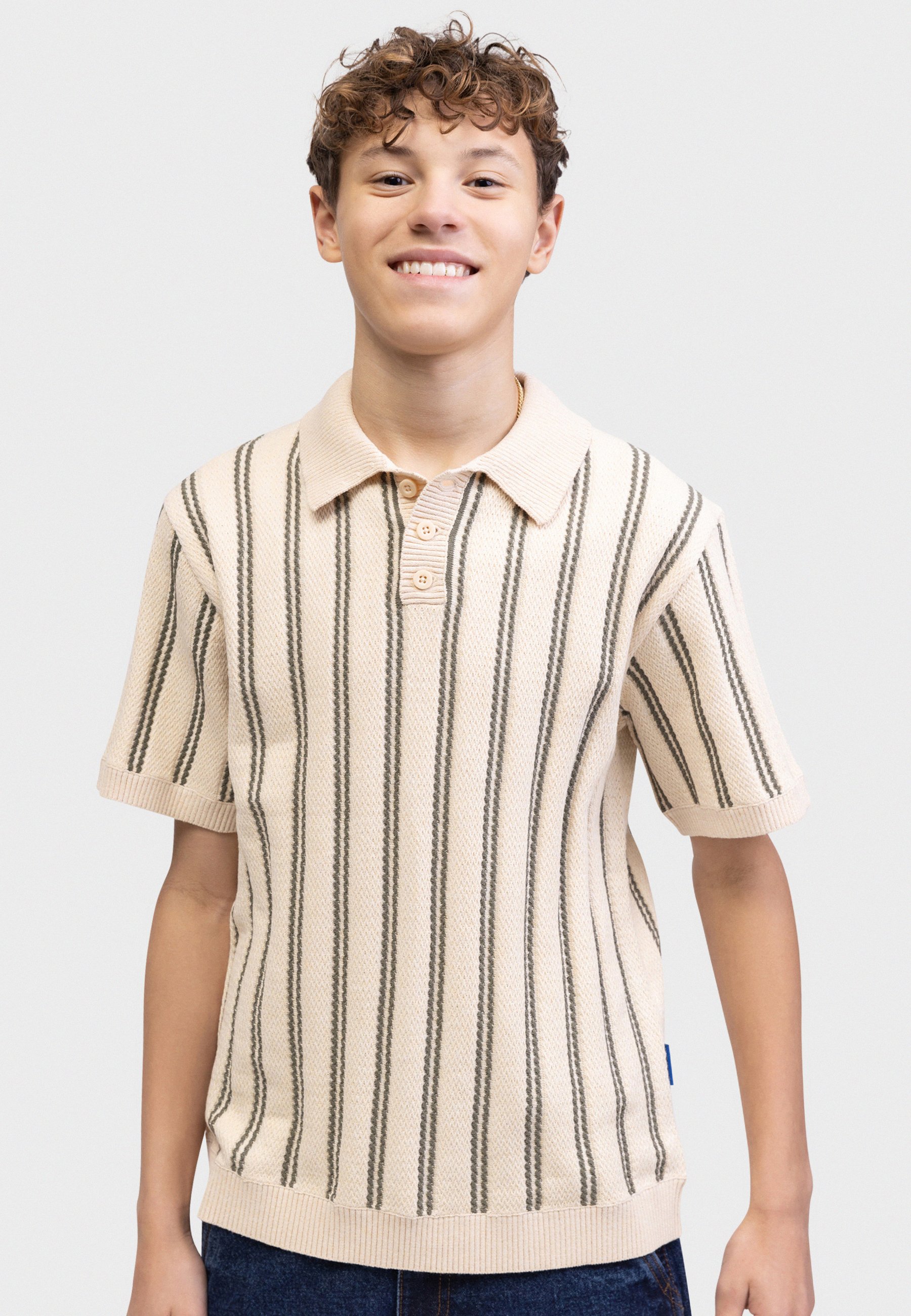 Redefined Rebel TEPAU KNIT POLO BOXY FIT - Polo shirt - ecru/beige
