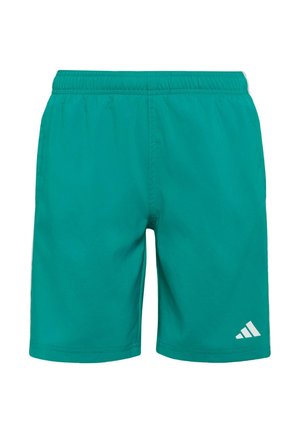 Sportliche Shorts in türkis mit elastischem Bund und kleinem weißem Adidas-Logo am unteren linken Bein.