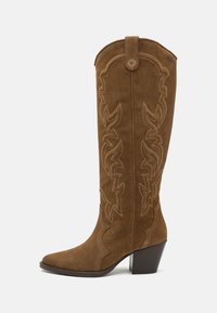 Kovboju/motociklistu tipa zābaki - marron chaud