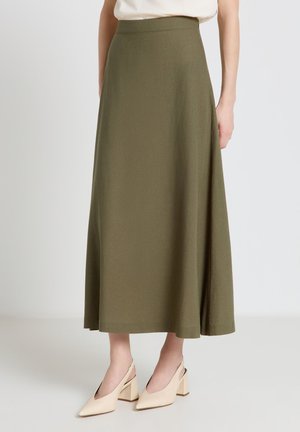Calliope GONNA TINTA UNITA - Jupe longue - verde militare scuro