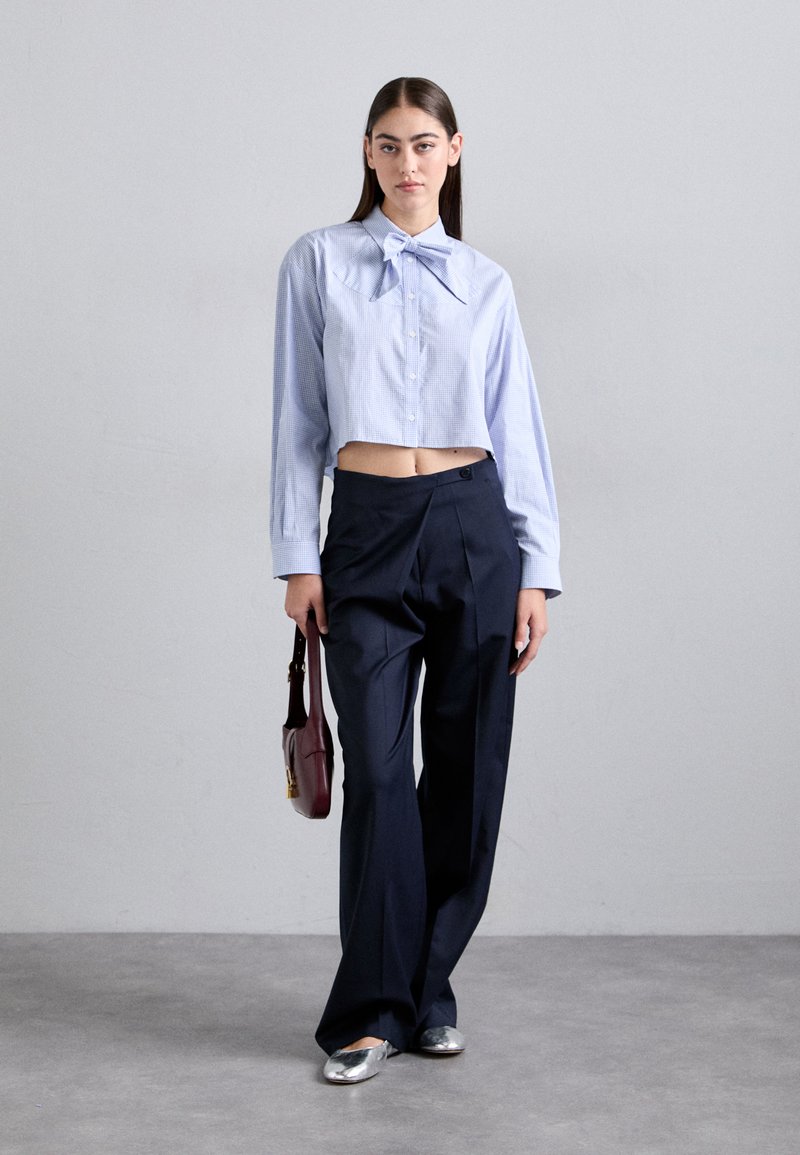 Pantalon fluide taille haute bleu marine femme | Bréal