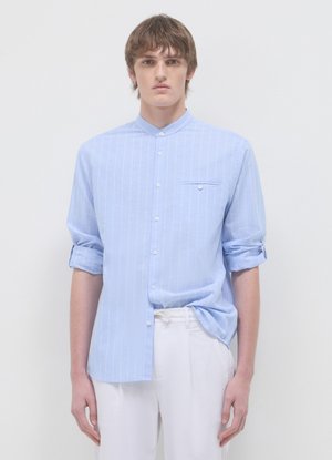 COREANA A RIGHE - Shirt - var celeste