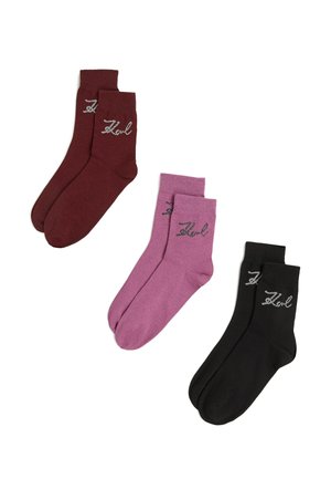 SIGNATURE (PACK OF 3) - Ponožky - wine pink black