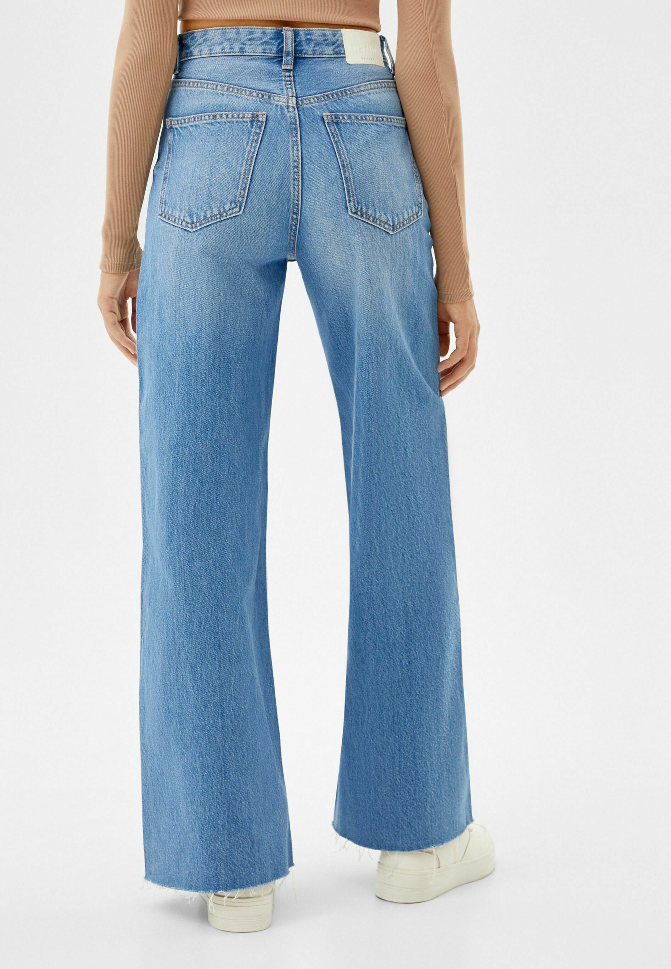 Bershka WIDE LEG - Jean flare - light blue denim/denim bleu gris -  ZALANDO.FR