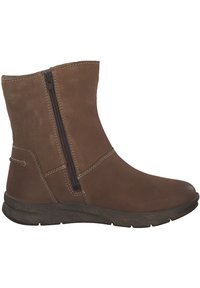 Ruske nubuck nilon sa bočnim zatvaračem. Ima kontrastne šavove i teksturiranu gumenu potplat. Dizajn zaobljenog prsta.