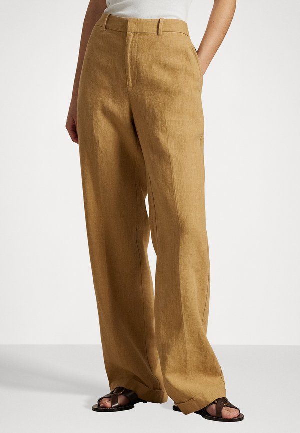 YARD LINEN FULL FLAT FRONT - Trousers - sand dune