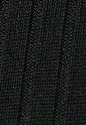 Tessuto nero testurizzato con un motivo a coste, che crea linee verticali di profondità variabile. La superficie appare morbida e leggermente elastica.
