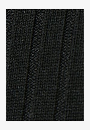 Zwarte Textiel met een ribbelpatroon, dat verticale lijnen met verschillende diepten creëert. Het oppervlak lijkt zacht en licht elastisch.