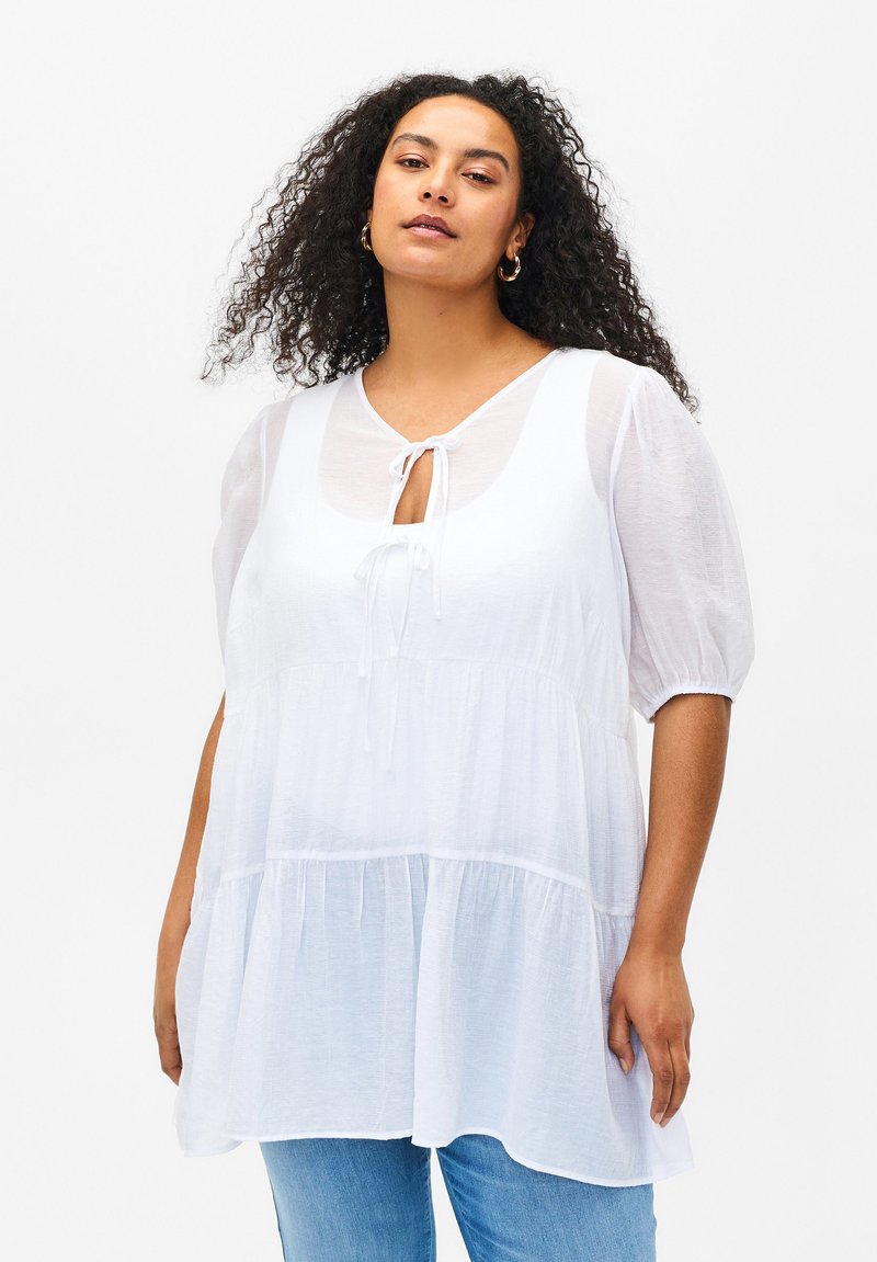 Zizzi MIT A-LINIE UND RELEMENT - Tunika - bright white
