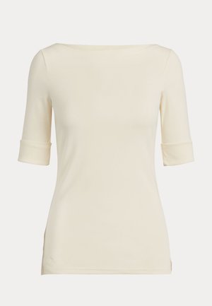 Lauren Ralph Lauren, STRETCH COTTON BOATNECK TEE - Základné tričko - mascarpone cream