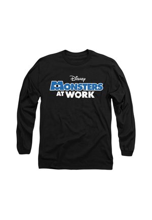 Black long-sleeve shirt with blue and white "Disney Monsters at Work" logo centered on the front.
