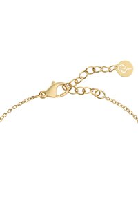 Kuldne käevõru peene ahelaga, millel on homaarikinnitus ja reguleeritav pikkus ümmarguse sildiga. Sile tekstuur ja poleeritud viimistlus.