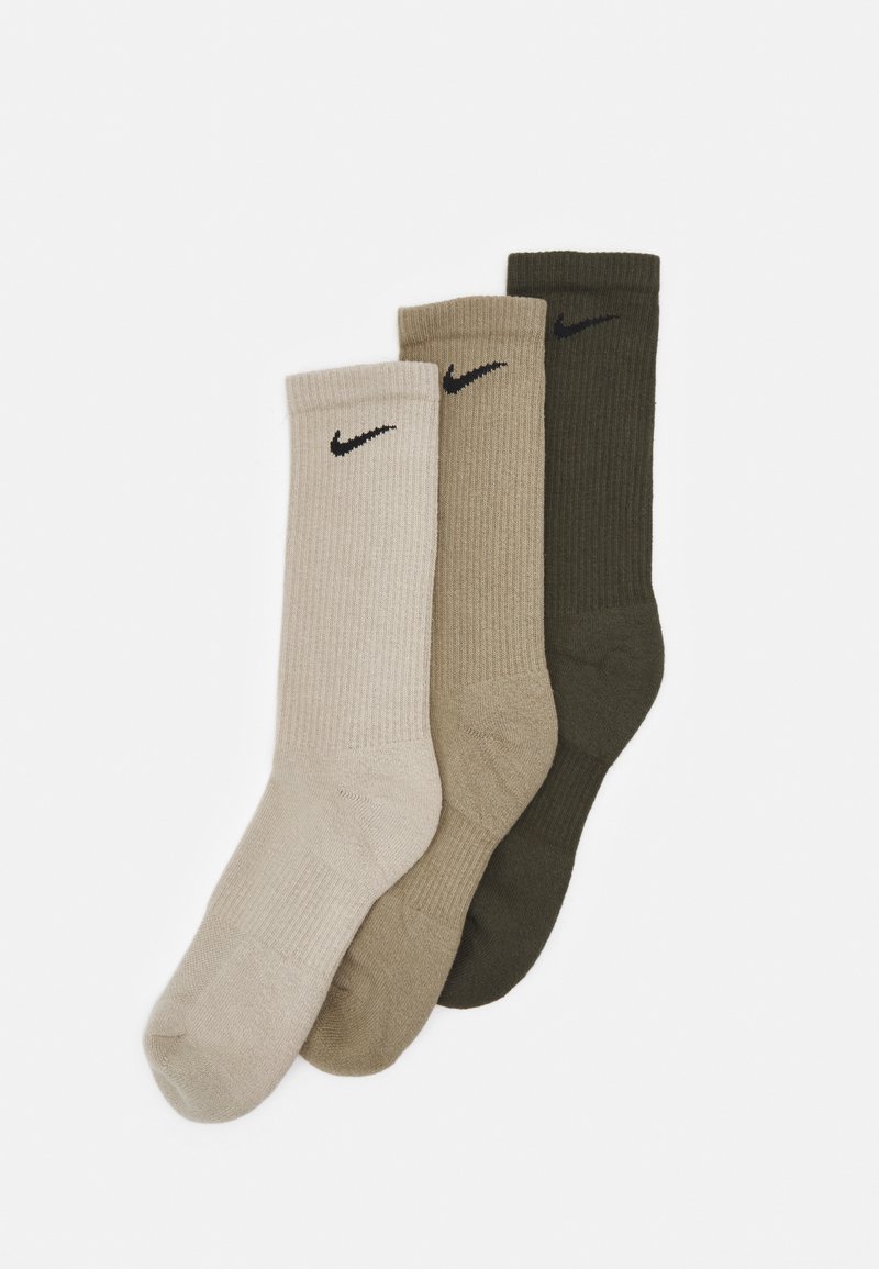 Nike Performance EVERYDAY PLUS CUSH CREW UNISEX 3 PACK - Meias desportivas - stone/matte olive/cargo khaki/black