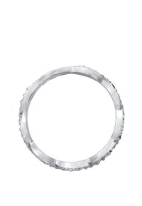 Sølv ring med en tekstureret, let uregelmæssig kant. Glat inderside, minimalistisk design og blank overflade.