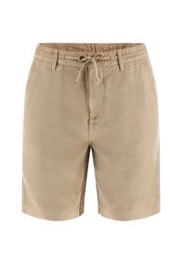 Shorts beiges hechos de un tejido ligero, con cintura ajustable, corte Slim y dos bolsillos laterales. Textura suave con detalles de costura sutil.