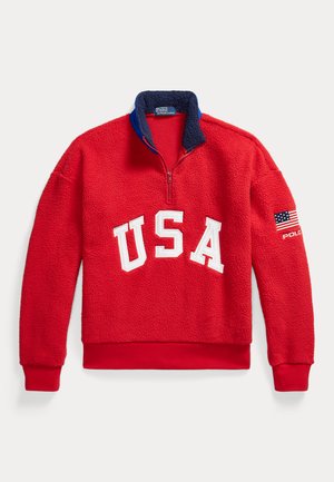 RELAXED FIT FLAG FLEECE PULLOVER UNISEX - Flísová bunda - red