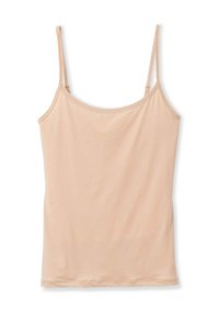 Nude camisole met dunne, verstelbare bandjes, gemaakt van gladde, rekbare stof; heeft een ronde halslijn en rechte zoom.