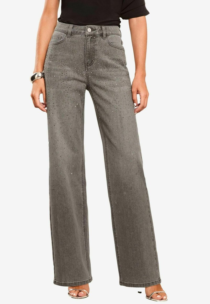 Lipsy MID RISE WIDE LEG-PETITE - Platėjantys džinsai - grey diamante