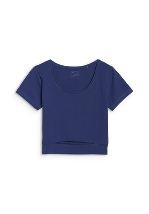 4F, 4F T-SHIRT CROP TOP GŁADKI DAMSKI - BIAŁY L - T-shirt print - navy