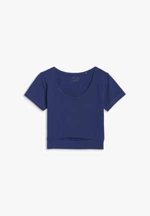 4F, 4F T-SHIRT CROP TOP GŁADKI DAMSKI - BIAŁY L - T-shirt print - navy