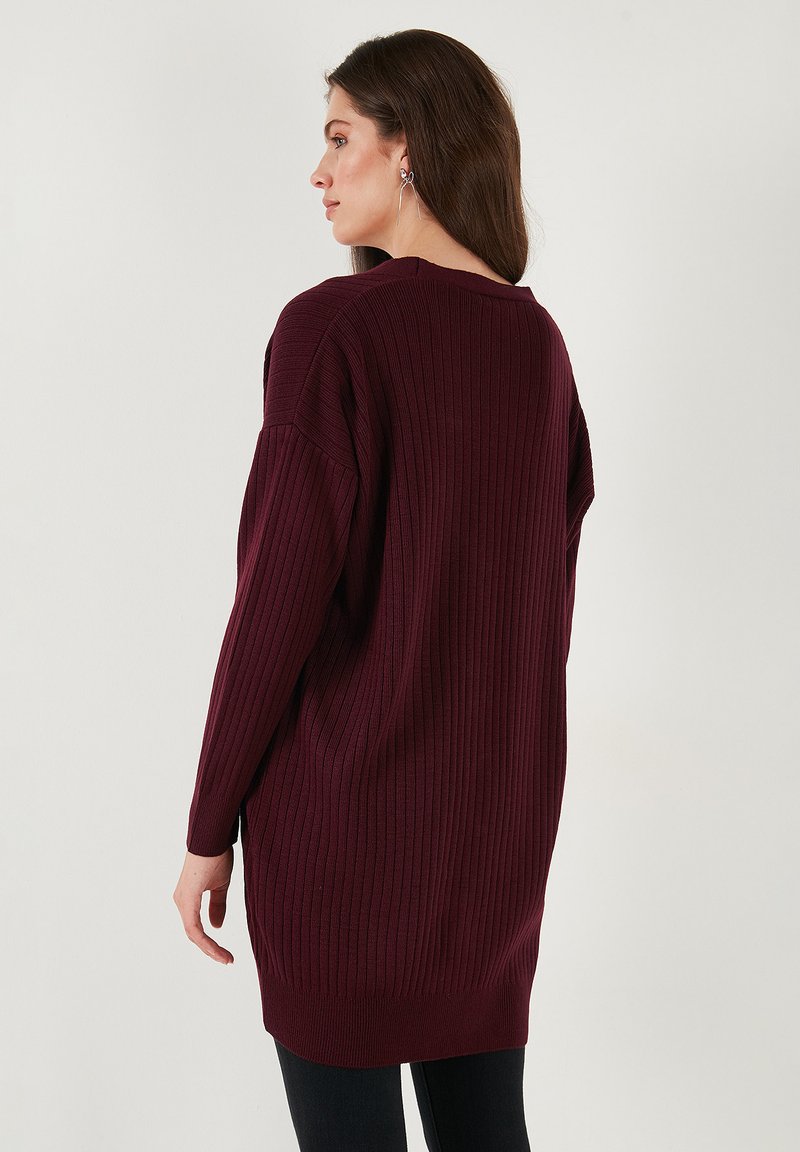 Extra Lang Strickjacke Lang Bordeaux Langarm Cardigan Wolle Seide