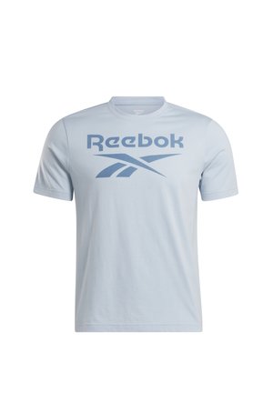 Reebok, BIG STACKED LOGO TEE - Camiseta estampada - pale blue