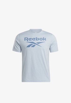 Reebok, BIG STACKED LOGO TEE - Camiseta estampada - pale blue