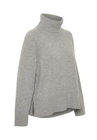 Lys grå turtle neck sweater lavet af blødt, struktureret stof. Har en afslappet pasform, ribbet kant og sideskåringer for bedre bevægelsesfrihed.