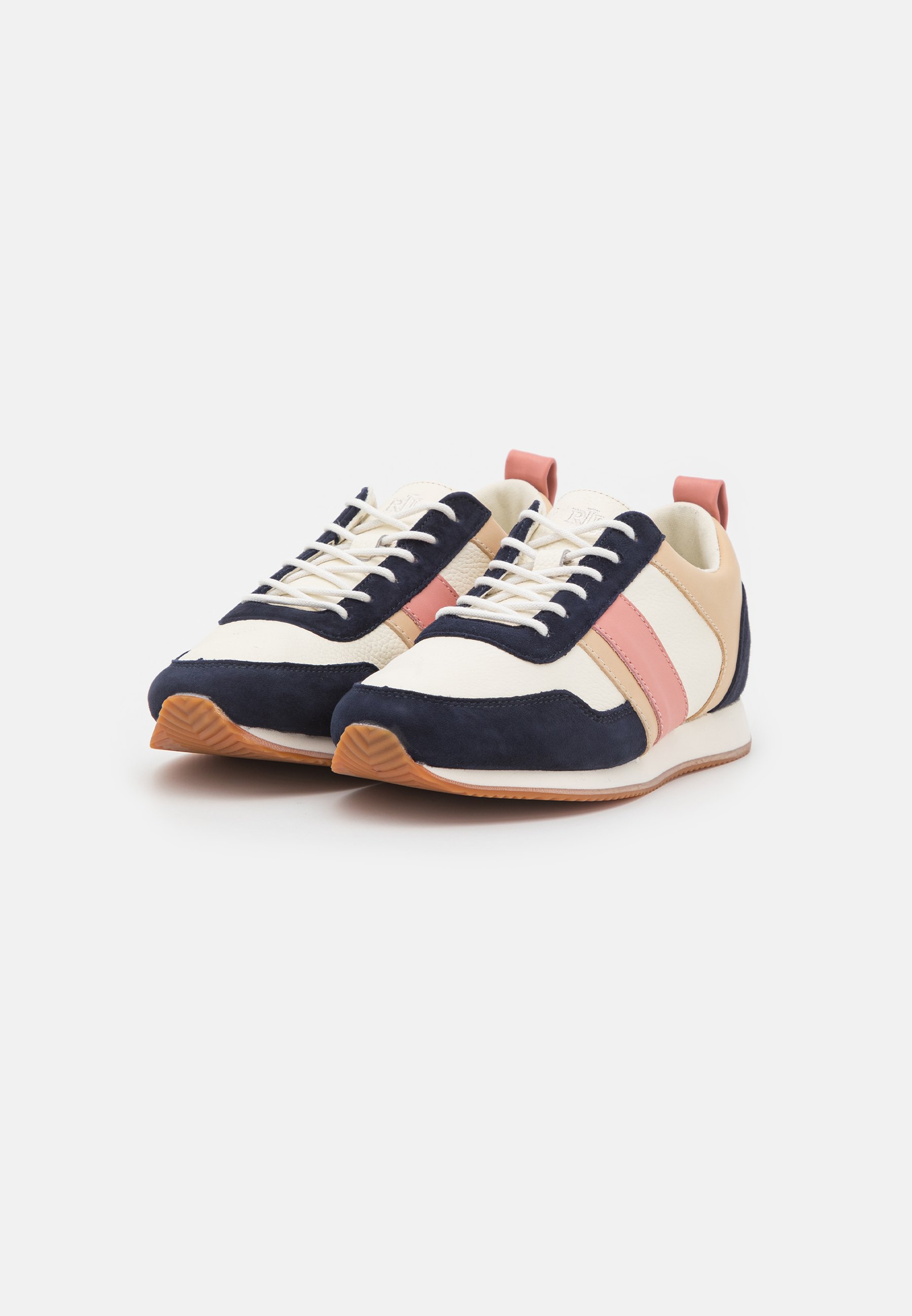 Lauren Ralph Lauren COLTEN LEATHER \u0026 SUEDE SNEAKER - Zapatillas -  vanilla/navy/parchment/rose tan/multicolor - Zalando.es