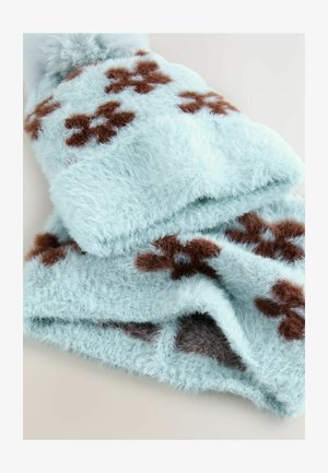 Next, REGULAR FIT - SET - Kootud müts - chocolate blue flower