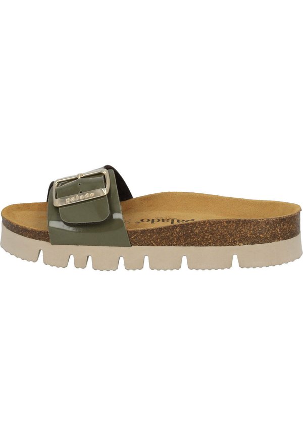 Pantolette flach - olive lack