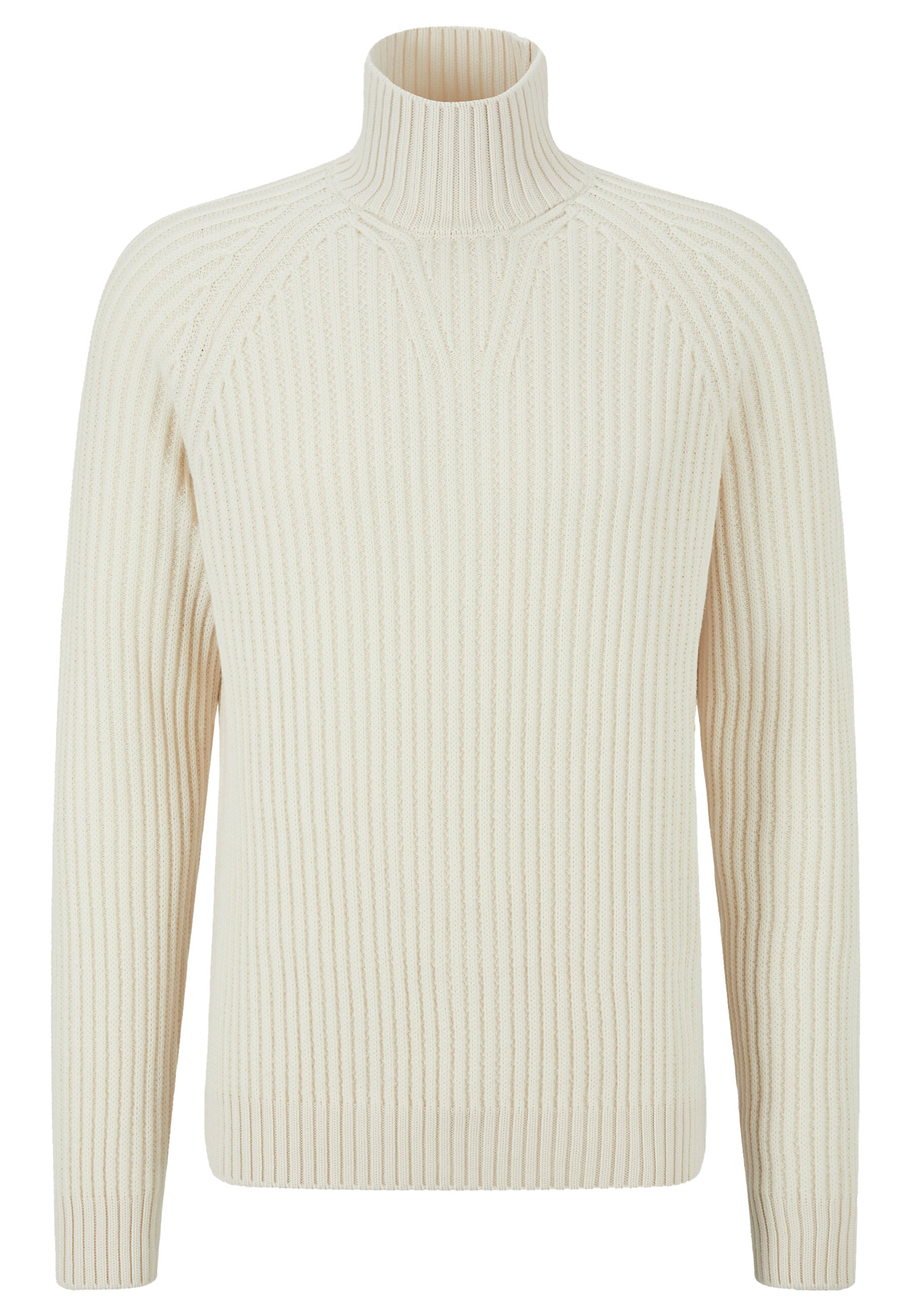 Boss Ribbed Mock-Neck Sweater in Responsible Virgin Wool, Men, Size XXL, White