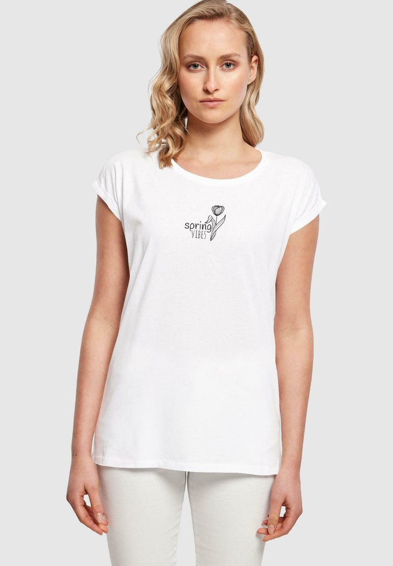 Merchcode SPRING - VIBES EXTENDED SHOULDER - T-shirts print - white
