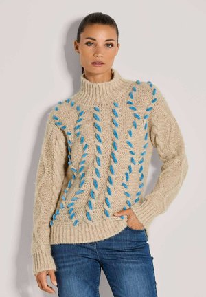 Strickpullover - caramel   melange   bleu