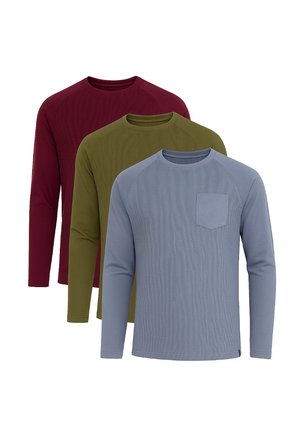SET OF 3  - Langærmet T-shirt - blue olive burgundy
