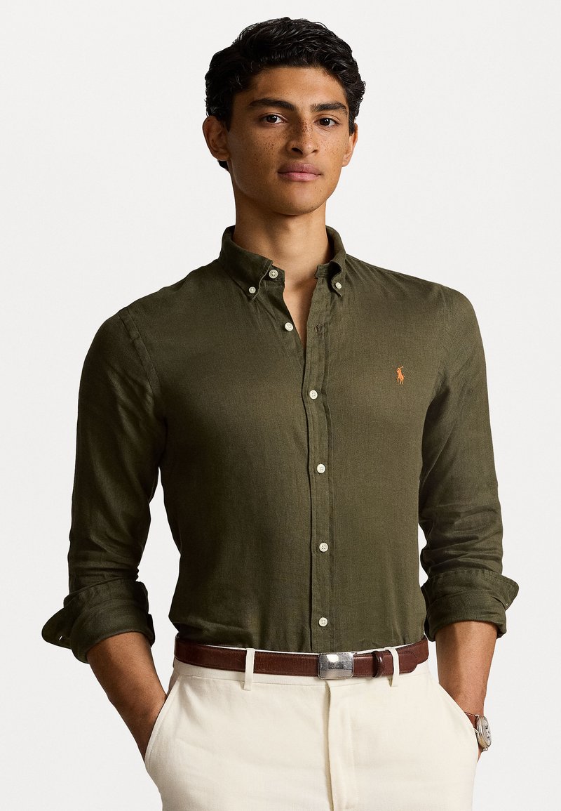 Polo Ralph Lauren SLIM FIT LINEN SHIRT - Skjorta - thermal green