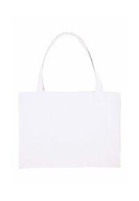 Borsa tote in tela bianca con forma rettangolare, due manici della lunghezza della spalla e una texture semplice. Nessun motivo o dettaglio visibile.