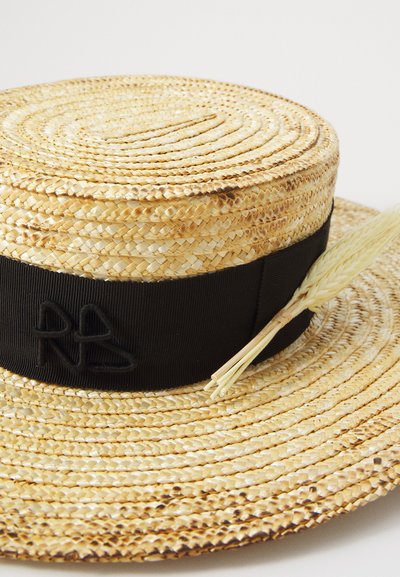 RUSLAN BAGINSKIY WHEAT SPIKES EMBELLISHED SUNBURNT CANOTIER HAT - Müts - natural straw